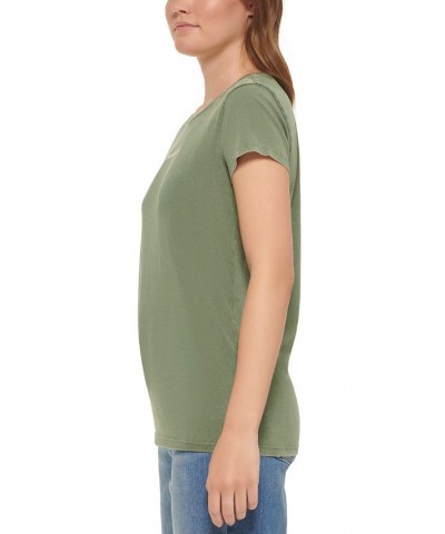 Calvin Klein Women’s Cotton Iconic Logo T-Shirt Green $16.65 Tops