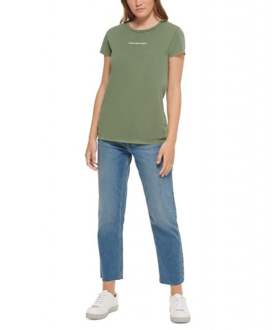 Calvin Klein Women’s Cotton Iconic Logo T-Shirt Green $16.65 Tops