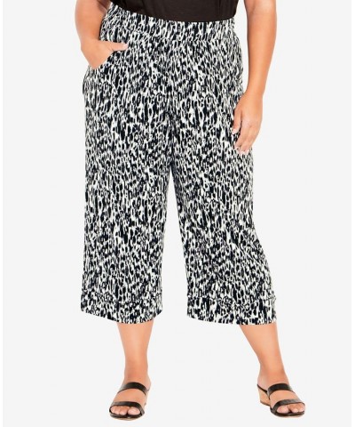 Plus Size Knit Culotte Print Pants Smokey $29.50 Pants