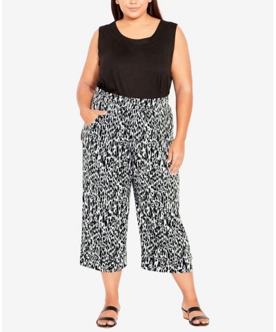 Plus Size Knit Culotte Print Pants Smokey $29.50 Pants