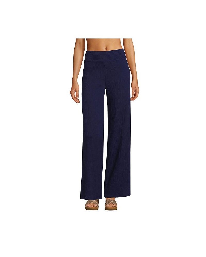 Women's Cotton Gauze Swim Cover-up Pants Blue $44.62 Swimsuits