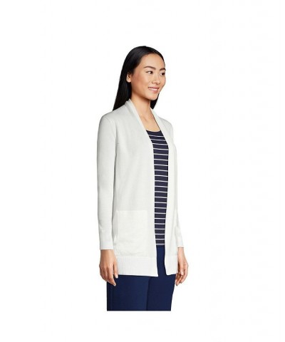 Women's Petite Cotton Open Long Cardigan Sweater Ivory $41.38 Sweaters