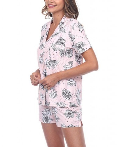 Women's Short Sleeve Floral Pajama Set 2-Piece Pink $28.91 Sleepwear