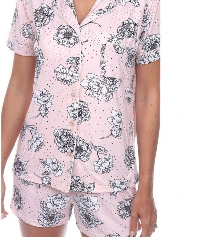 Women's Short Sleeve Floral Pajama Set 2-Piece Pink $28.91 Sleepwear