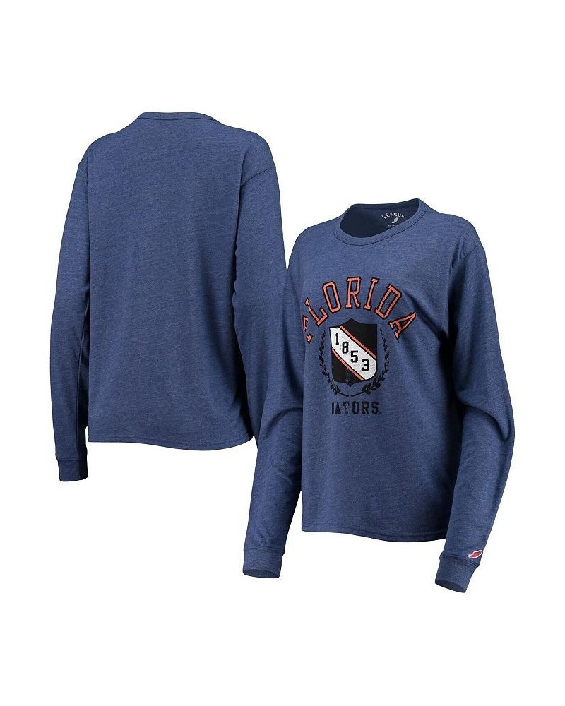 Women's Florida Gators Seal Victory Falls Oversized Tri-Blend Long Sleeve T-shirt Heathered Royal $27.99 Tops