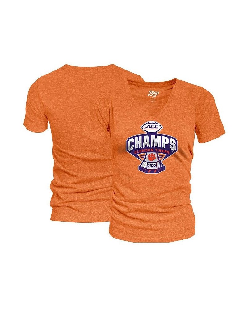 Women's Orange Clemson Tigers 2022 ACC Football Conference Champions Locker Room V-Neck T-shirt Orange $18.45 Tops