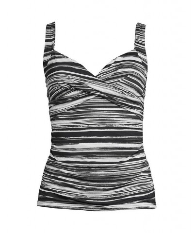 Women's D-Cup V-Neck Wrap Underwire Tankini Swimsuit Top Adjustable Straps Black/white ombre $38.11 Swimsuits