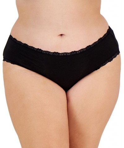 Plus Size Lace-Trim Hipster Underwear Classic Black $9.11 Panty