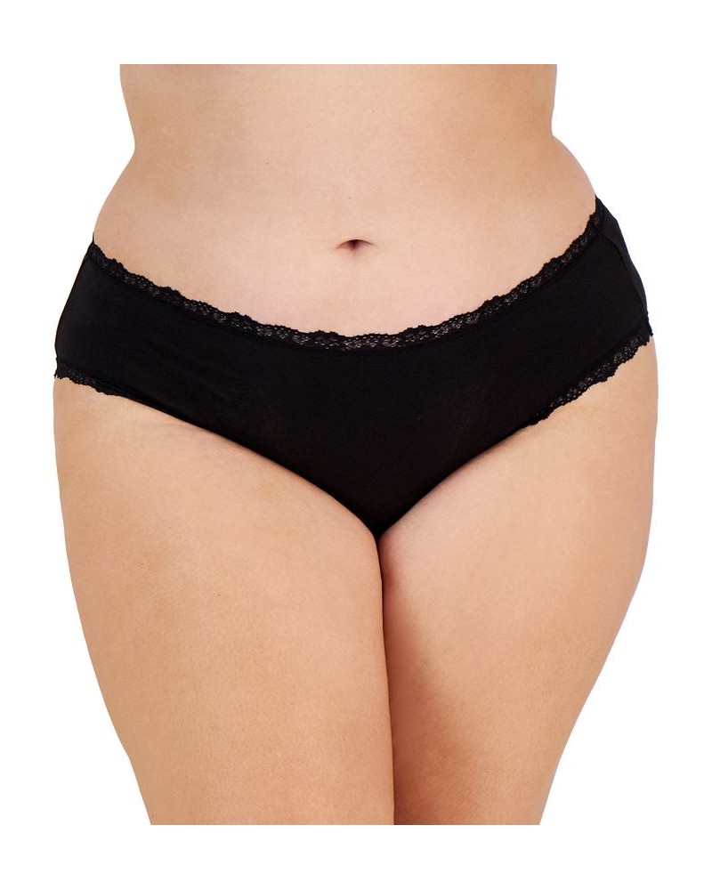 Plus Size Lace-Trim Hipster Underwear Classic Black $9.11 Panty