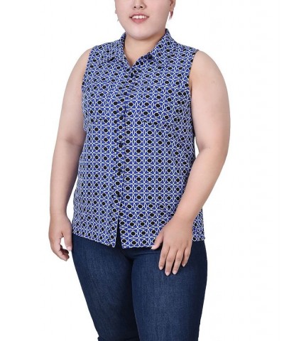 Plus Size Sleeveless Notch Collar Button Front Blouse Surf Alcalacric $12.70 Tops