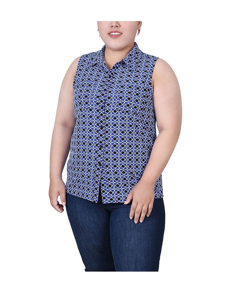 Plus Size Sleeveless Notch Collar Button Front Blouse Surf Alcalacric $12.70 Tops