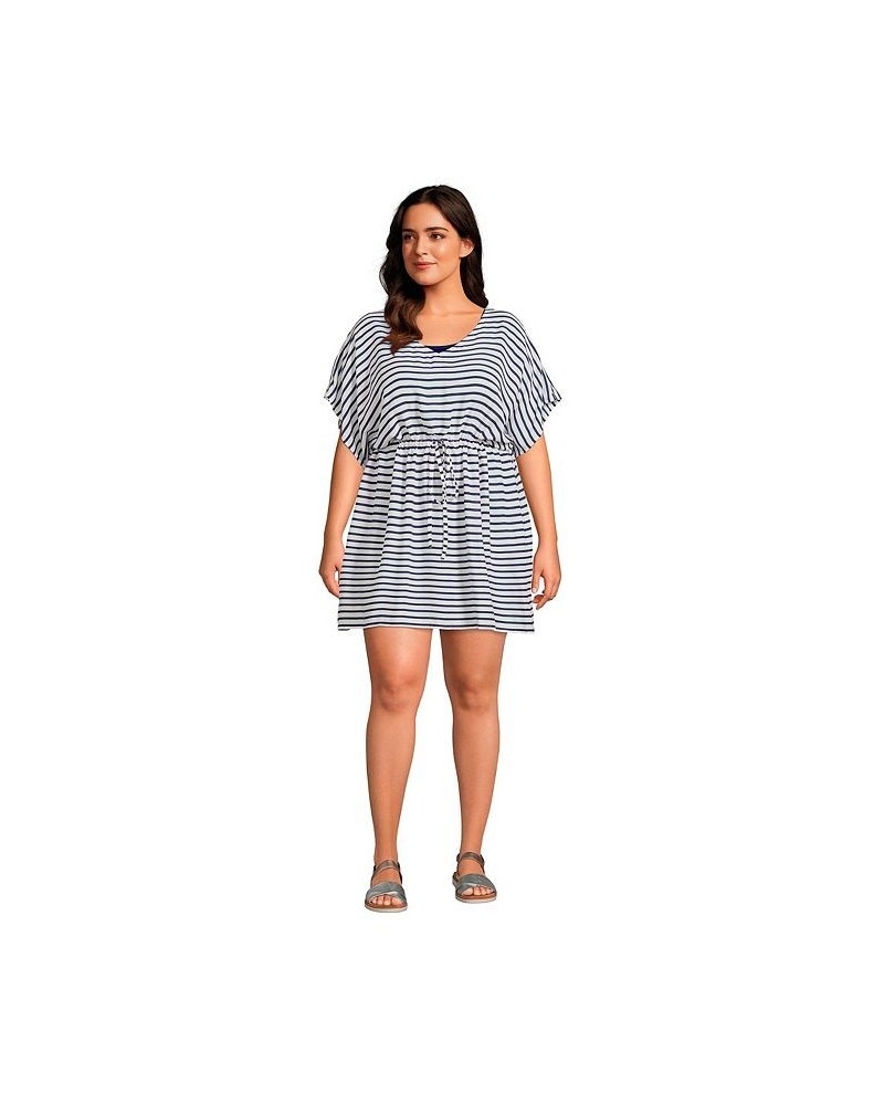 Women's Plus Size Modal Short Sleeve Gathered Waist Swim Cover-up Dress White $43.13 Swimsuits