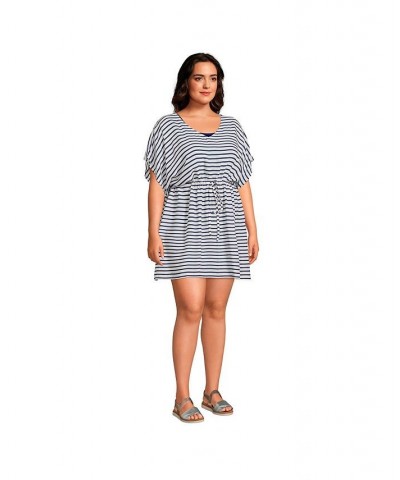 Women's Plus Size Modal Short Sleeve Gathered Waist Swim Cover-up Dress White $43.13 Swimsuits