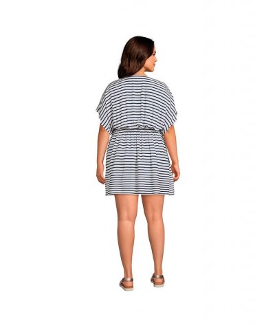 Women's Plus Size Modal Short Sleeve Gathered Waist Swim Cover-up Dress White $43.13 Swimsuits