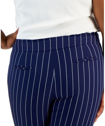 Plus Size Pinstriped Mid-Rise Straight-Leg Pants Kasper Navy/vanilla Ice $30.54 Pants