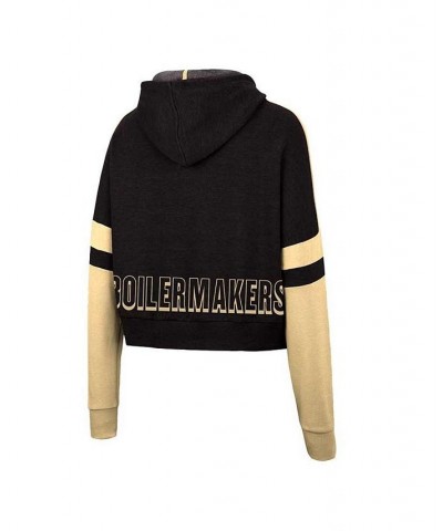 Women's Heather Black Purdue Boilermakers Throwback Stripe Arch Logo Cropped Pullover Hoodie Heather Black $33.59 Sweatshirts