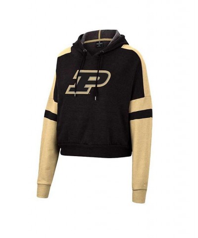 Women's Heather Black Purdue Boilermakers Throwback Stripe Arch Logo Cropped Pullover Hoodie Heather Black $33.59 Sweatshirts