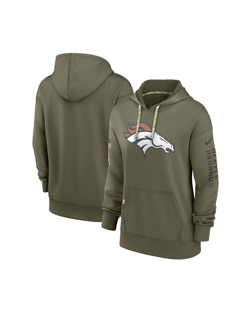 Women's Olive Denver Broncos 2022 Salute To Service Performance Pullover Hoodie Olive $36.30 Sweatshirts