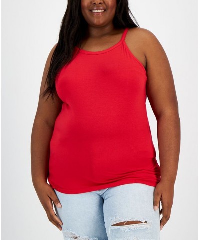 Trendy Plus Size Halter Tank Top Red $9.11 Tops