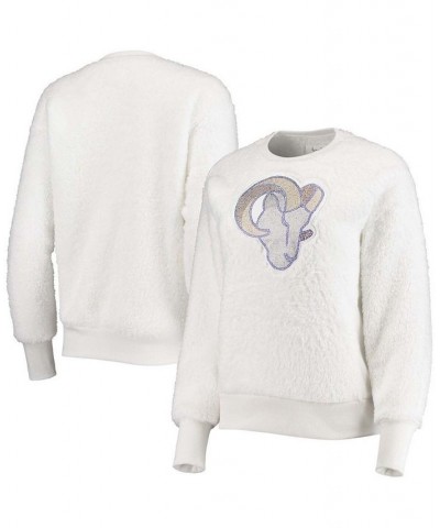 Women's White Los Angeles Rams Milestone Tracker Pullover Sweatshirt White $30.36 Sweatshirts