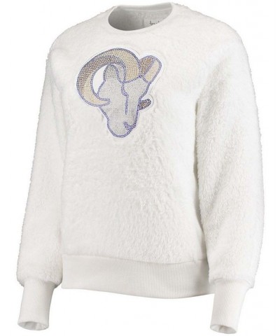 Women's White Los Angeles Rams Milestone Tracker Pullover Sweatshirt White $30.36 Sweatshirts