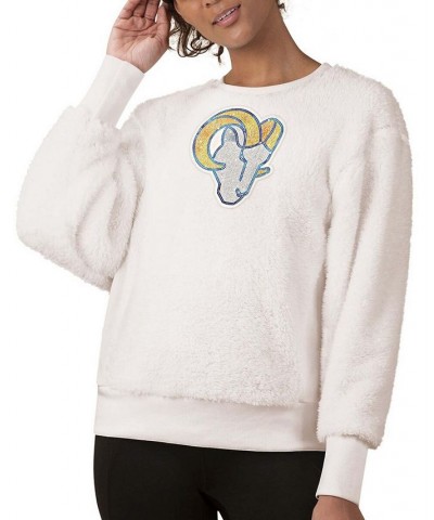 Women's White Los Angeles Rams Milestone Tracker Pullover Sweatshirt White $30.36 Sweatshirts