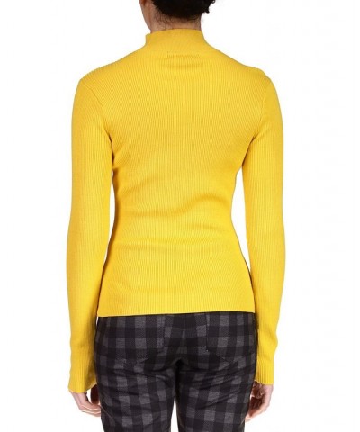 Ribbed Long Sleeve Mock Neck Sweater Yellow $24.68 Sweaters