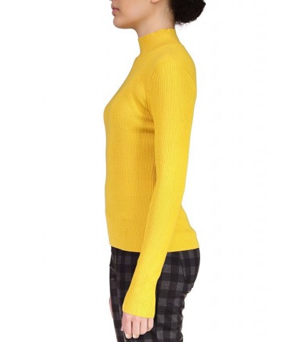 Ribbed Long Sleeve Mock Neck Sweater Yellow $24.68 Sweaters