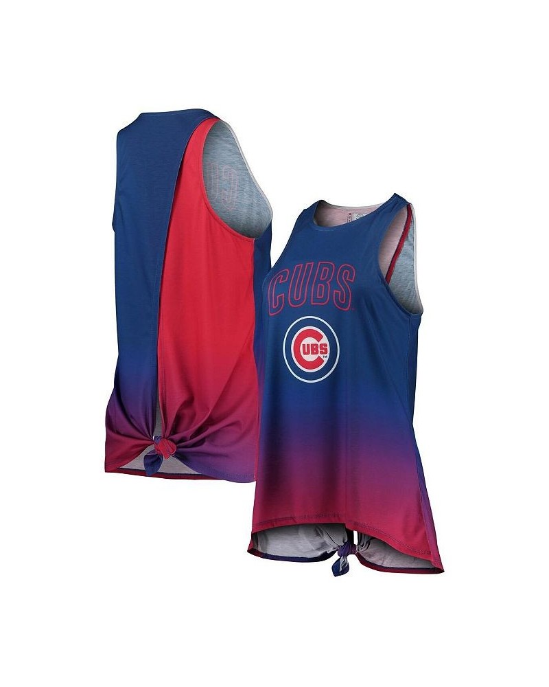 Women's Royal Chicago Cubs Gradient Tie-Back Racerback Tank Top Royal $29.49 Tops