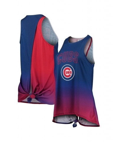 Women's Royal Chicago Cubs Gradient Tie-Back Racerback Tank Top Royal $29.49 Tops