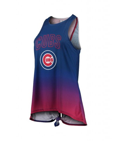 Women's Royal Chicago Cubs Gradient Tie-Back Racerback Tank Top Royal $29.49 Tops