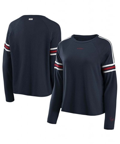 Women's Navy Houston Texans Contrast Stripe Long Sleeve T-shirt Navy $21.12 Tops