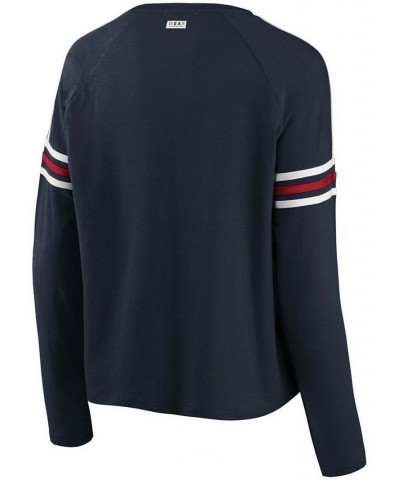 Women's Navy Houston Texans Contrast Stripe Long Sleeve T-shirt Navy $21.12 Tops