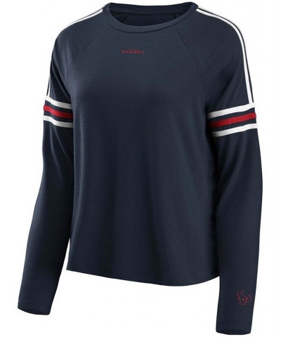 Women's Navy Houston Texans Contrast Stripe Long Sleeve T-shirt Navy $21.12 Tops