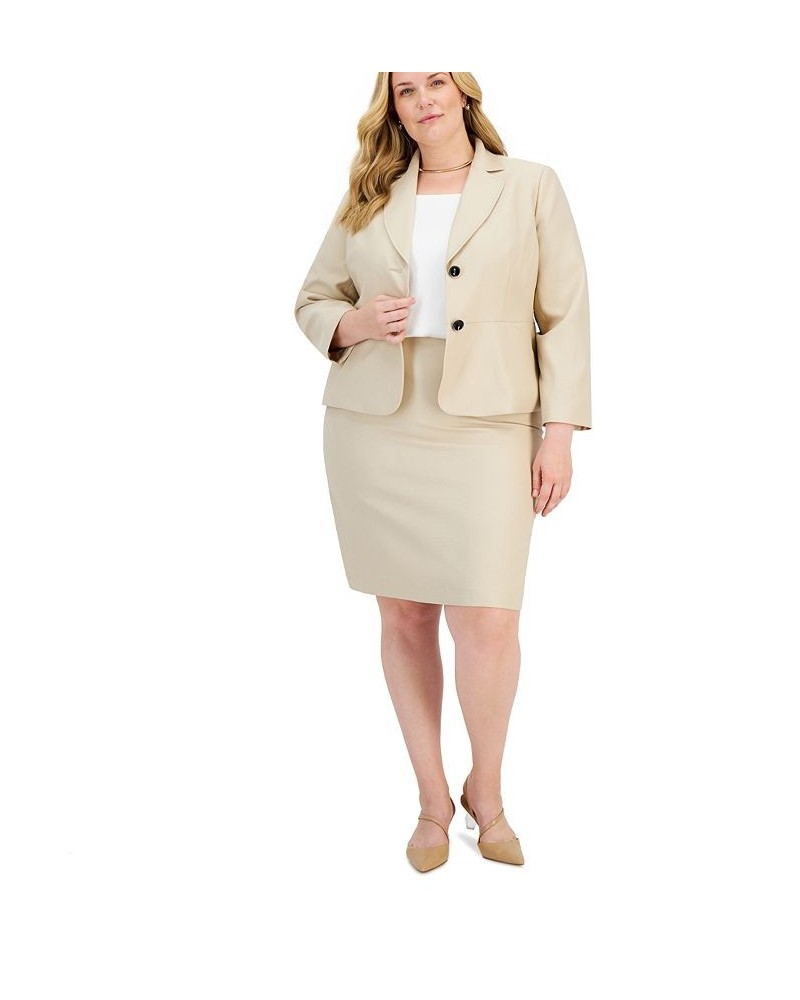 Plus Size Two-Button Skirt Suit Tan/Beige $68.00 Skirts