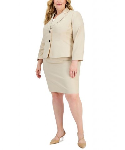 Plus Size Two-Button Skirt Suit Tan/Beige $68.00 Skirts