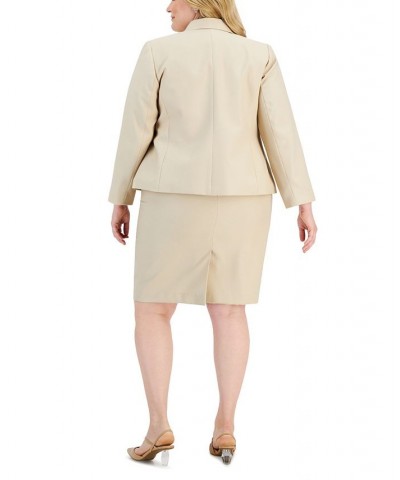 Plus Size Two-Button Skirt Suit Tan/Beige $68.00 Skirts