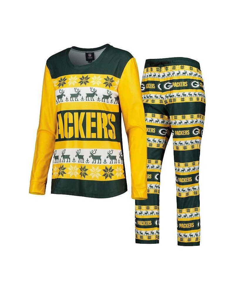 Women's Green Green Bay Packers Holiday Ugly Pajama Set Green $40.00 Pajama