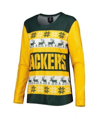 Women's Green Green Bay Packers Holiday Ugly Pajama Set Green $40.00 Pajama