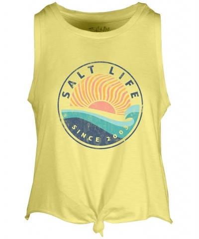 Women's Perfect Day Cotton Graphic Tank Top Yellow $17.48 Tops