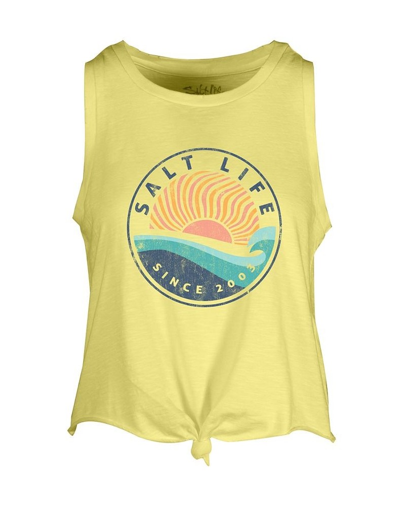 Women's Perfect Day Cotton Graphic Tank Top Yellow $17.48 Tops