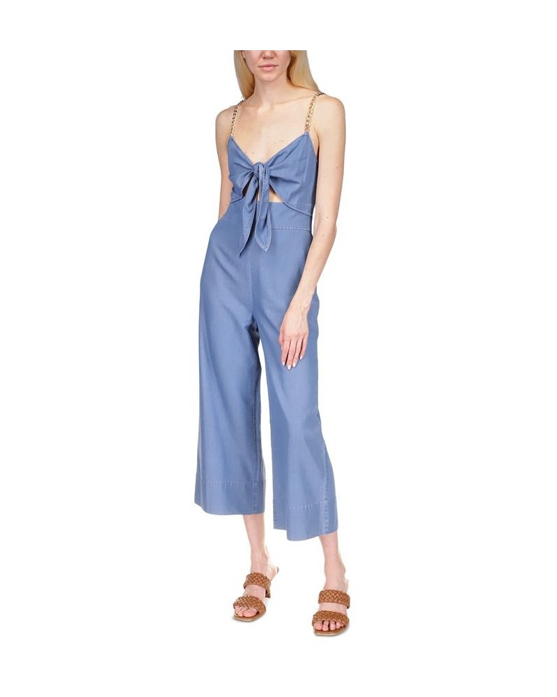 Women's Chambray Tie Jumpsuit Regular & Petite Light Cadet Wash $73.50 Pants