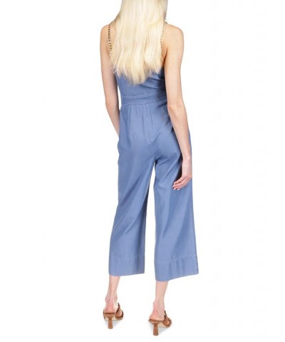 Women's Chambray Tie Jumpsuit Regular & Petite Light Cadet Wash $73.50 Pants