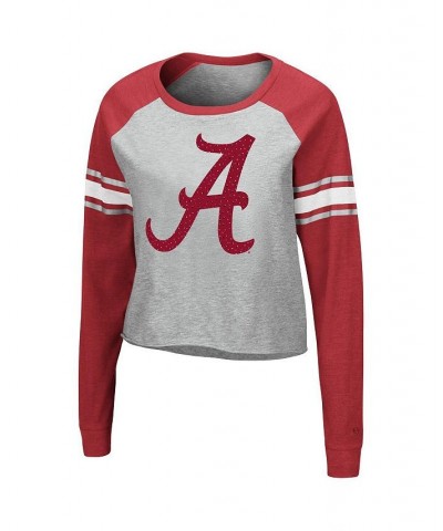 Women's Heathered Gray Crimson Alabama Crimson Tide Decoder Pin Raglan Long Sleeve T-shirt Heathered Gray, Crimson $23.00 Tops