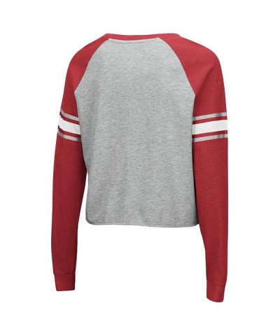 Women's Heathered Gray Crimson Alabama Crimson Tide Decoder Pin Raglan Long Sleeve T-shirt Heathered Gray, Crimson $23.00 Tops