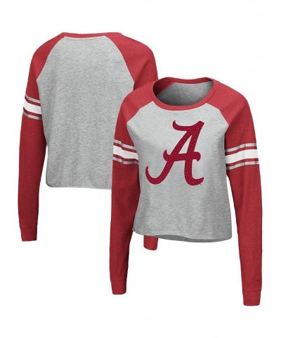 Women's Heathered Gray Crimson Alabama Crimson Tide Decoder Pin Raglan Long Sleeve T-shirt Heathered Gray, Crimson $23.00 Tops