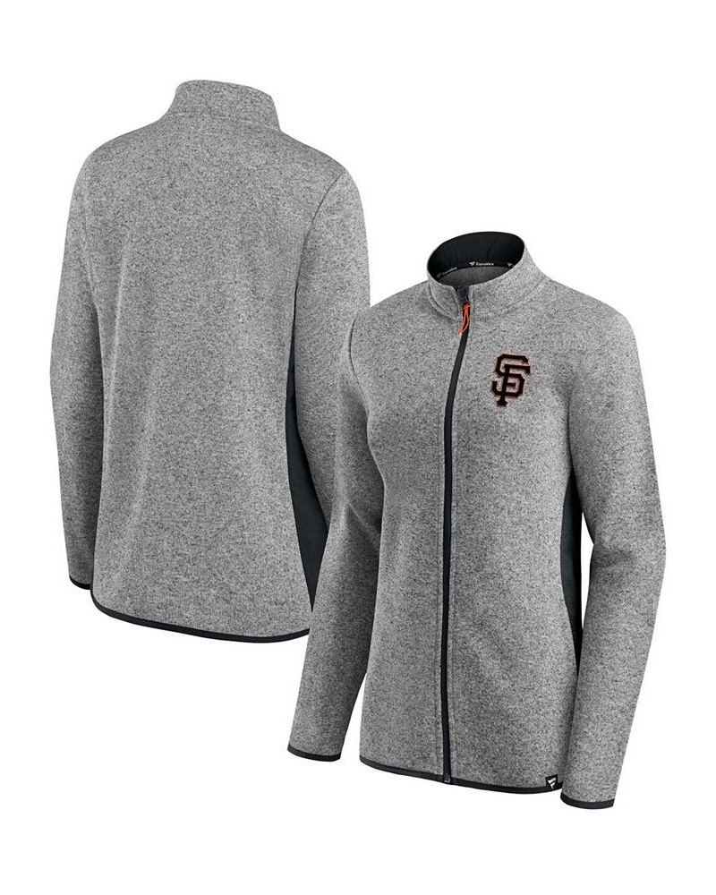 Women's Heather Charcoal San Francisco Giants Primary Logo Fleece Full-Zip Jacket Heather Charcoal $48.59 Jackets