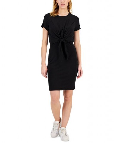 Women's Tie-Front Dress Deep Black $32.60 Dresses
