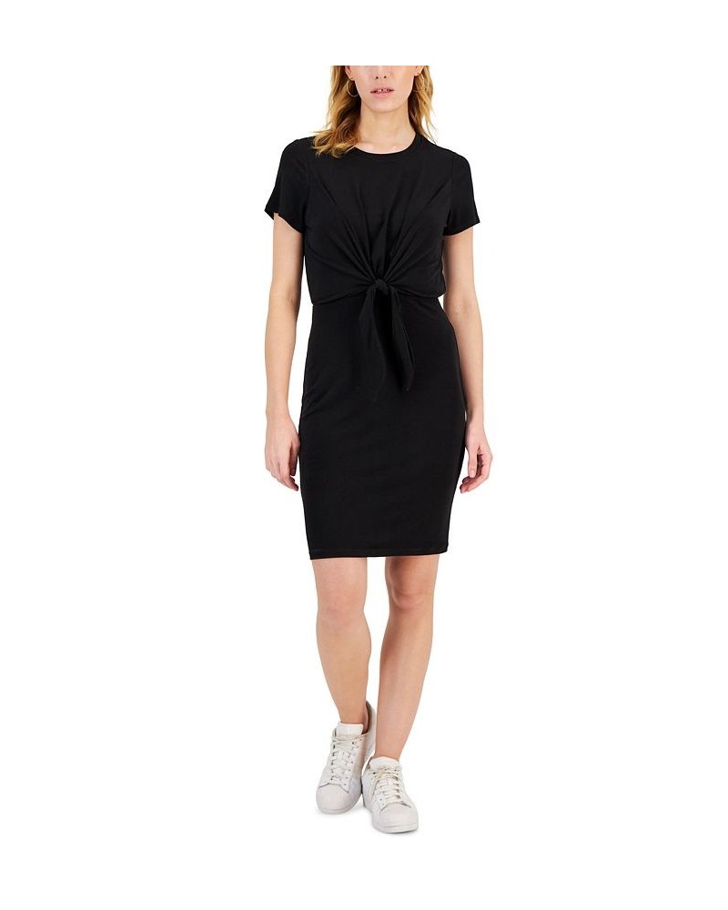 Women's Tie-Front Dress Deep Black $32.60 Dresses