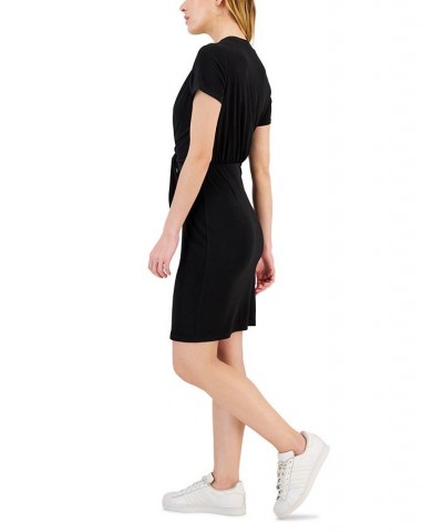 Women's Tie-Front Dress Deep Black $32.60 Dresses